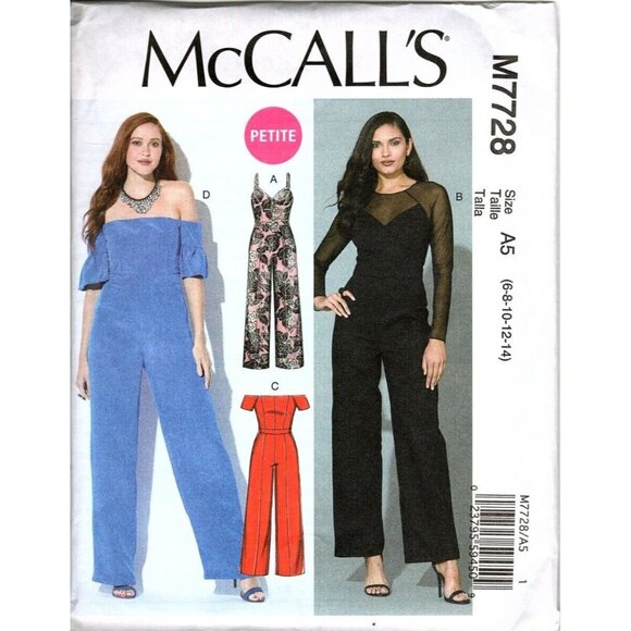 McCall's M7728 Misses 6 to14 Jumpsuit Uncut Sewing Pattern With Petite Sizes - Picture 1 of 2